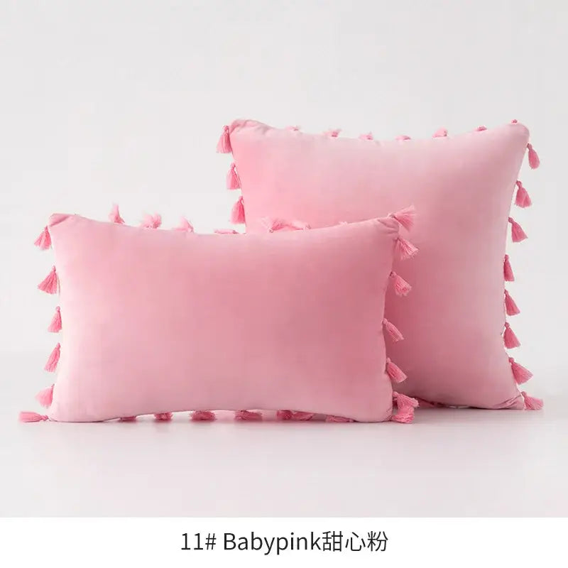 Vibrant fringed tassel velvet pillowcase for living room decor