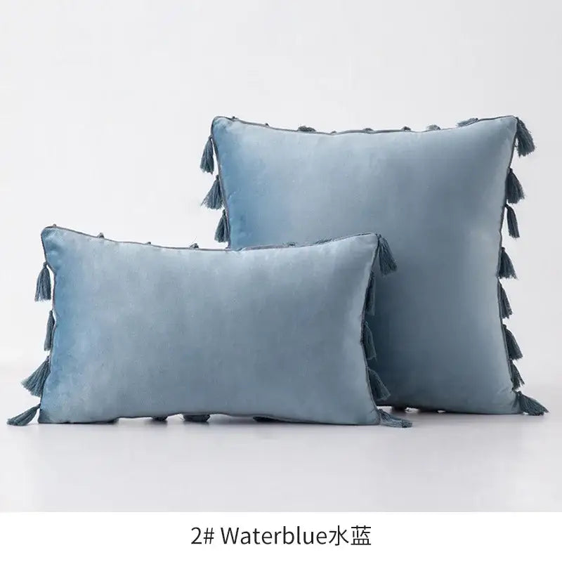 Vibrant fringed tassel velvet pillowcase for living room decor