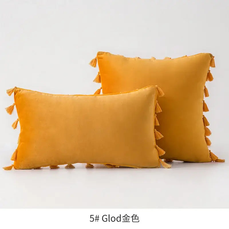 Vibrant fringed tassel velvet pillowcase for living room decor