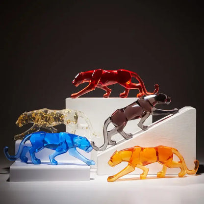 Vibrant glitter animal sculptures – living room leopard cheetah decor