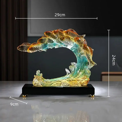 Vibrant gradient goldfish resin sculpture living room decor