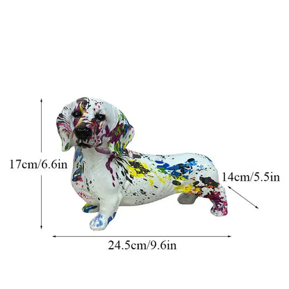 Vibrant graffiti art dachshund dog resin figurine living room decor