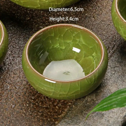 Vibrant ice cracking ceramic tea cup set dining room kitchen decor