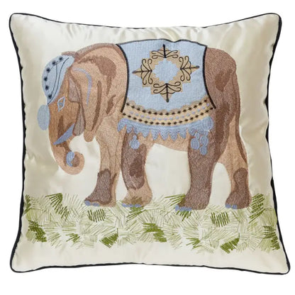 Vibrant lime green elephant embroidery pillow covers living room