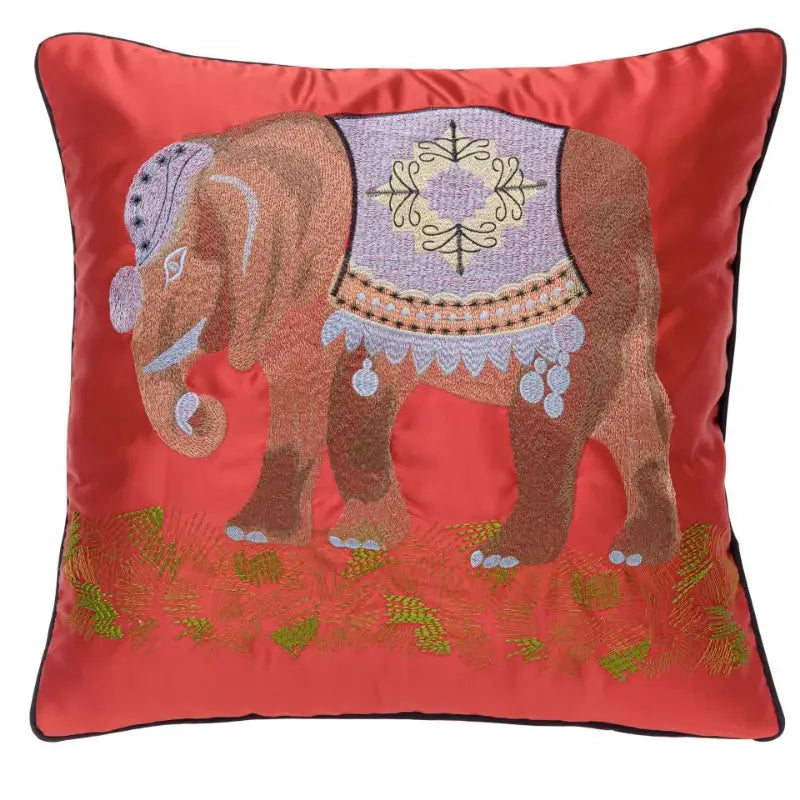 Vibrant lime green elephant embroidery pillow covers living room