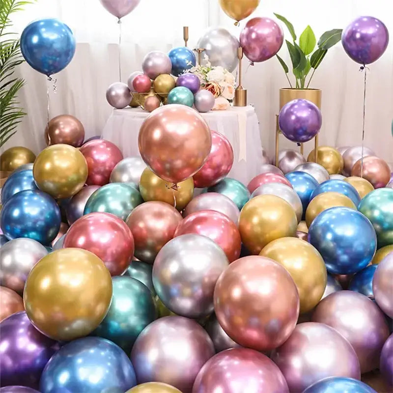 Vibrant metallic latex confetti balloon set for party decor