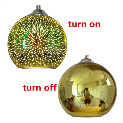 Vibrant multi-colored burst glass ball pendant light for living room