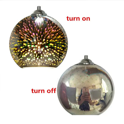 Vibrant multi-colored burst glass ball pendant light for living room