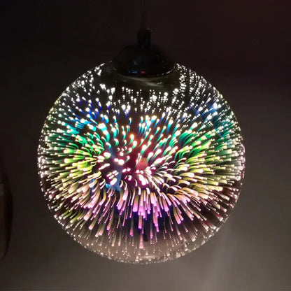Vibrant multi-colored burst glass ball pendant light for living room