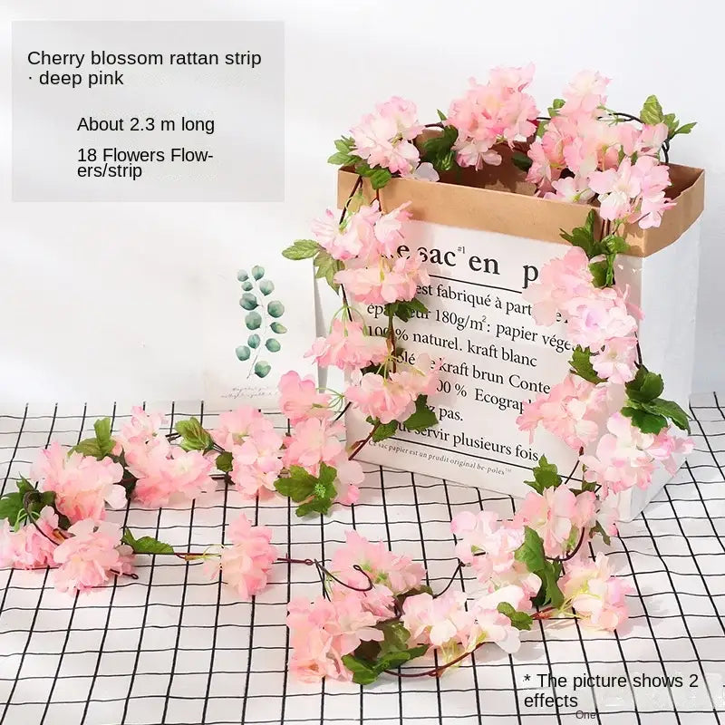 Vibrant multi colored rose flowers vine garland living room decor