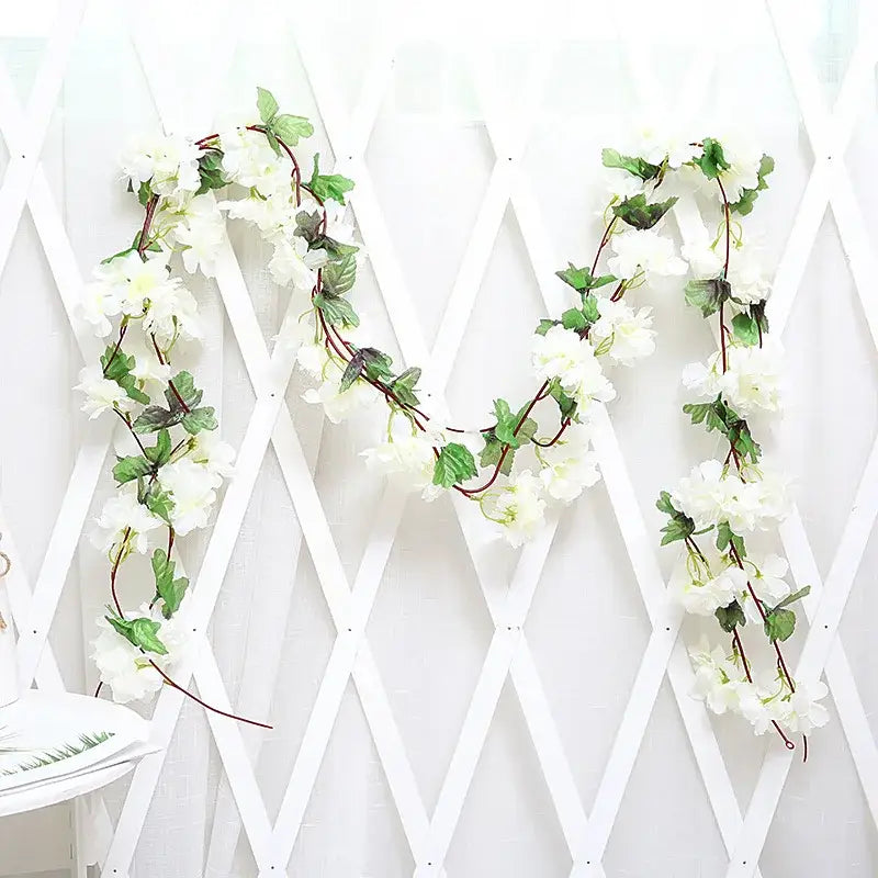 Vibrant multi colored rose flowers vine garland living room decor