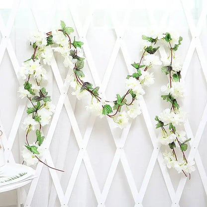 Vibrant multi colored rose flowers vine garland living room decor