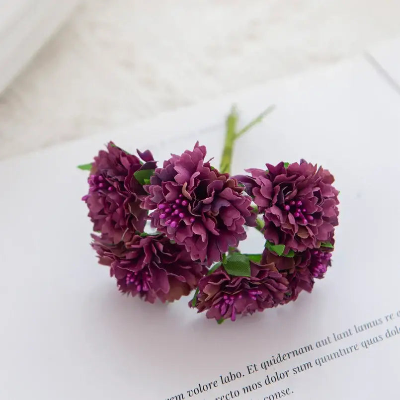 Vibrant multicolor carnation stamen silk flowers living room decor