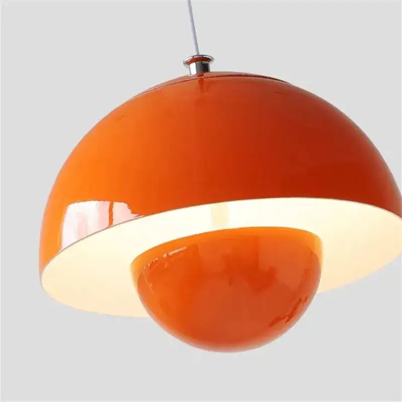 Vibrant orange glossy ceramic designer flower bud pendant light bedroom