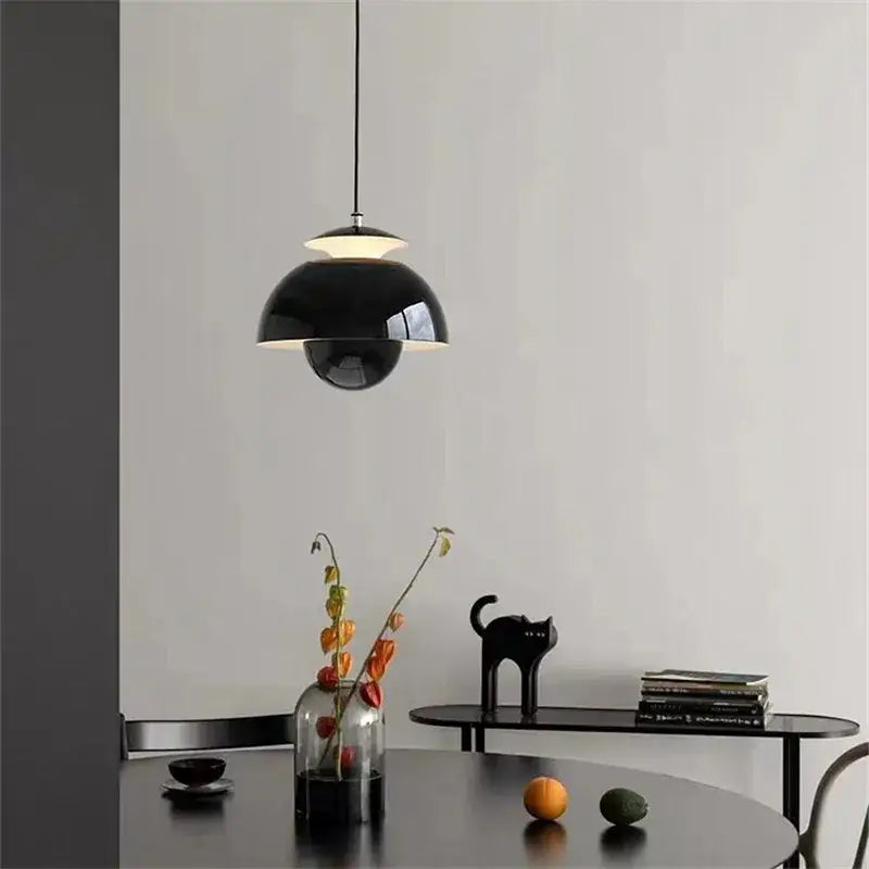 Vibrant orange glossy ceramic designer flower bud pendant light bedroom