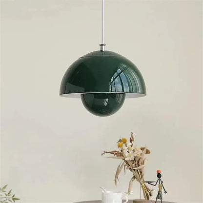 Vibrant orange glossy ceramic designer flower bud pendant light bedroom