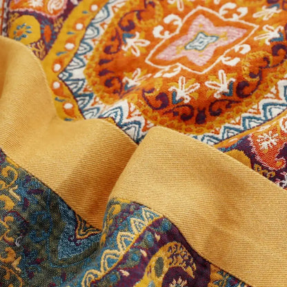 Vibrant orange & gold geometric nordic throw blanket bedroom bedspread