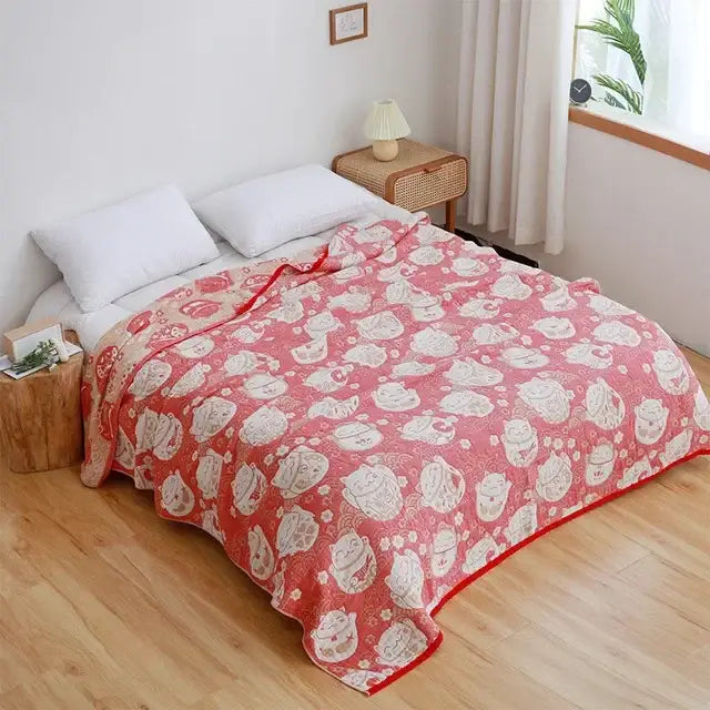 Vibrant orange & gold geometric nordic throw blanket bedroom bedspread