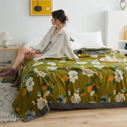 Vibrant orange & gold geometric nordic throw blanket bedroom bedspread