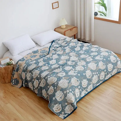 Vibrant orange & gold geometric nordic throw blanket bedroom bedspread