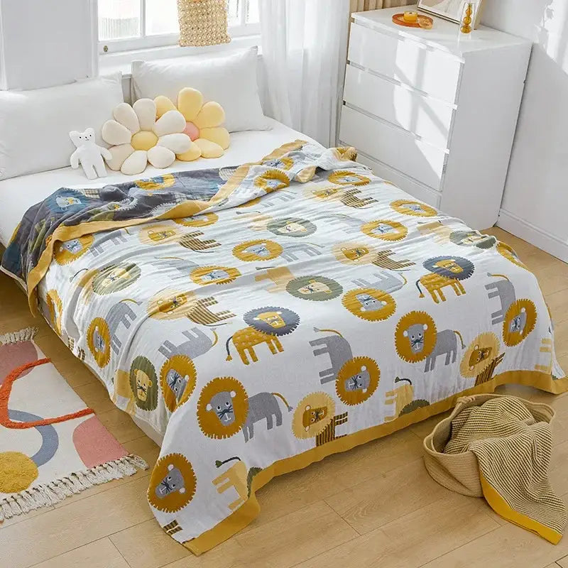 Vibrant orange & gold geometric nordic throw blanket bedroom bedspread