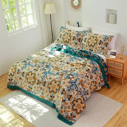 Vibrant orange & gold geometric nordic throw blanket bedroom bedspread