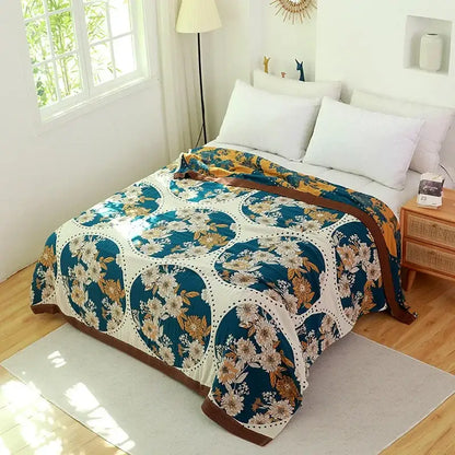 Vibrant orange & gold geometric nordic throw blanket bedroom bedspread