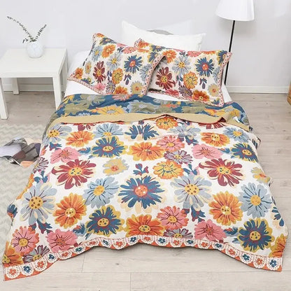 Vibrant orange & gold geometric nordic throw blanket bedroom bedspread