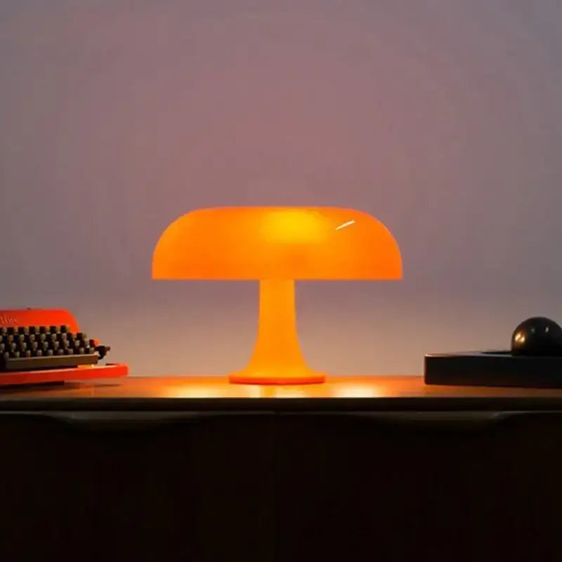 Vibrant orange mushroom desk night light bedroom lamp