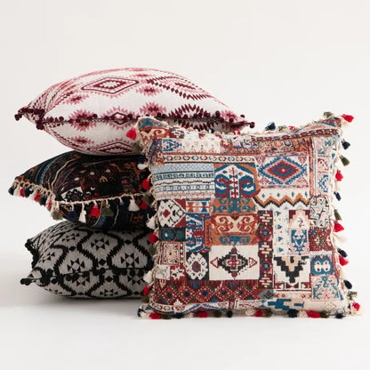 Vibrant patchwork ethnic boho throw pillow covers living room decor