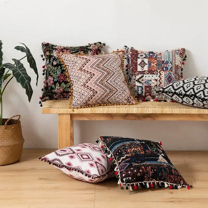 Vibrant patchwork ethnic boho throw pillow covers living room decor