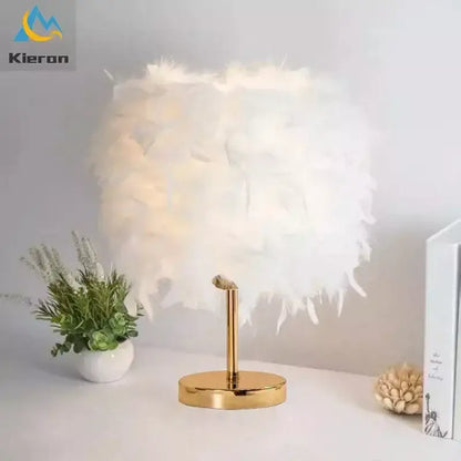 Vibrant pink crystal feather led table lamp for bedroom