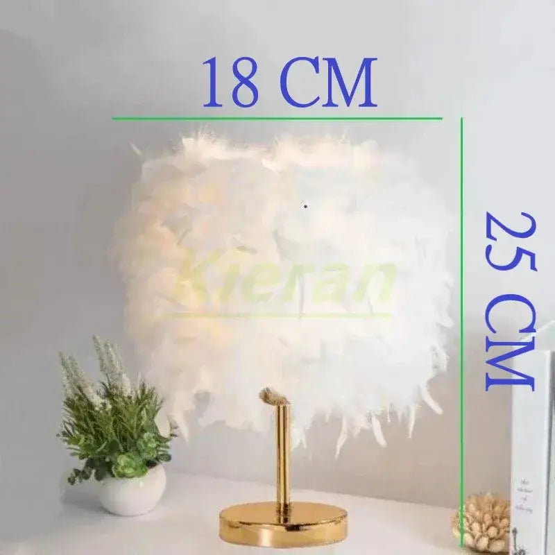 Vibrant pink crystal feather led table lamp for bedroom