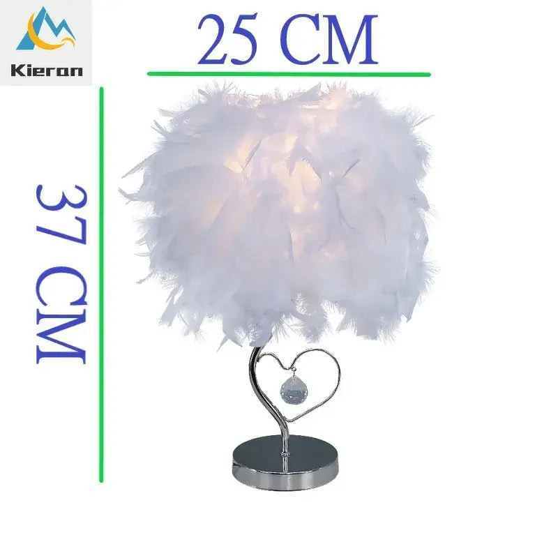 Vibrant pink crystal feather led table lamp for bedroom