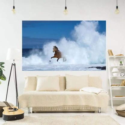 Vibrant red & blue horse 3d printing tapestry wall hanging bedroom