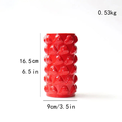 Vibrant red fruit relief vase kitchen ceramic floral decor