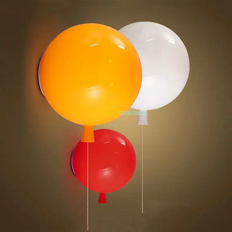 Vibrant red orange & yellow balloon lamps wall light for bedroom