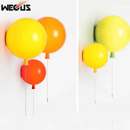 Vibrant red orange & yellow balloon lamps wall light for bedroom