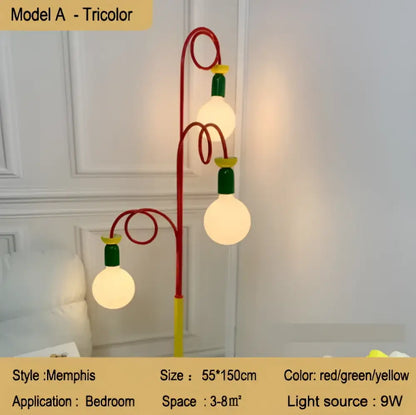 Vibrant red & yellow art led floor lamp for living room