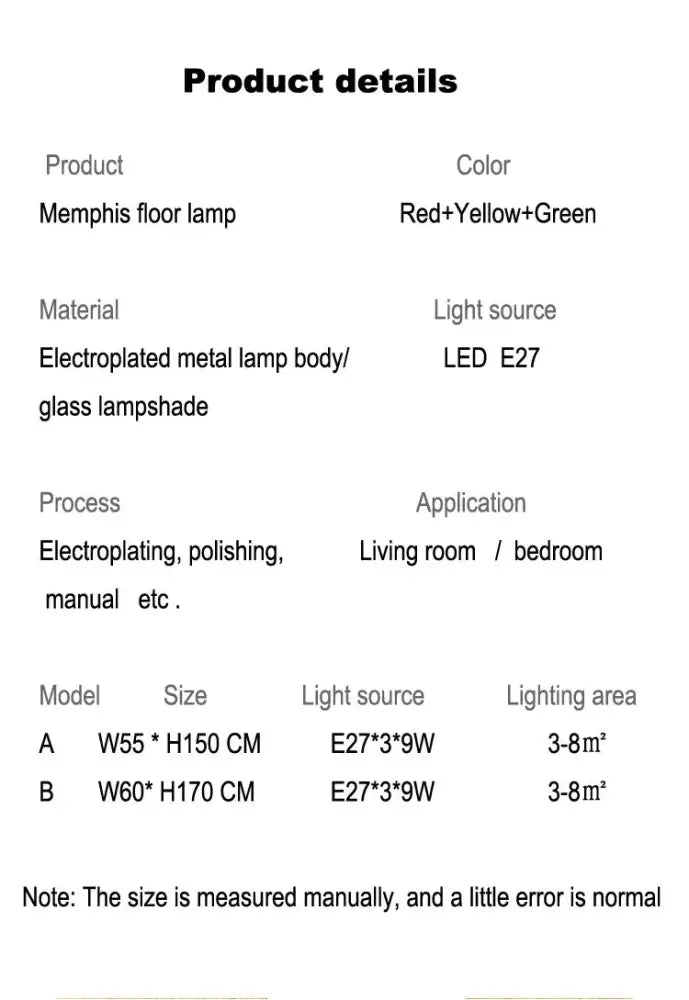 Vibrant red & yellow art led floor lamp for living room