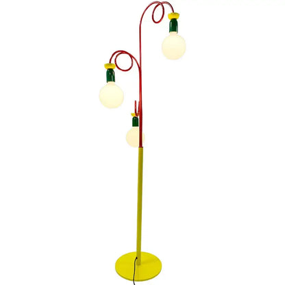 Vibrant red & yellow art led floor lamp for living room