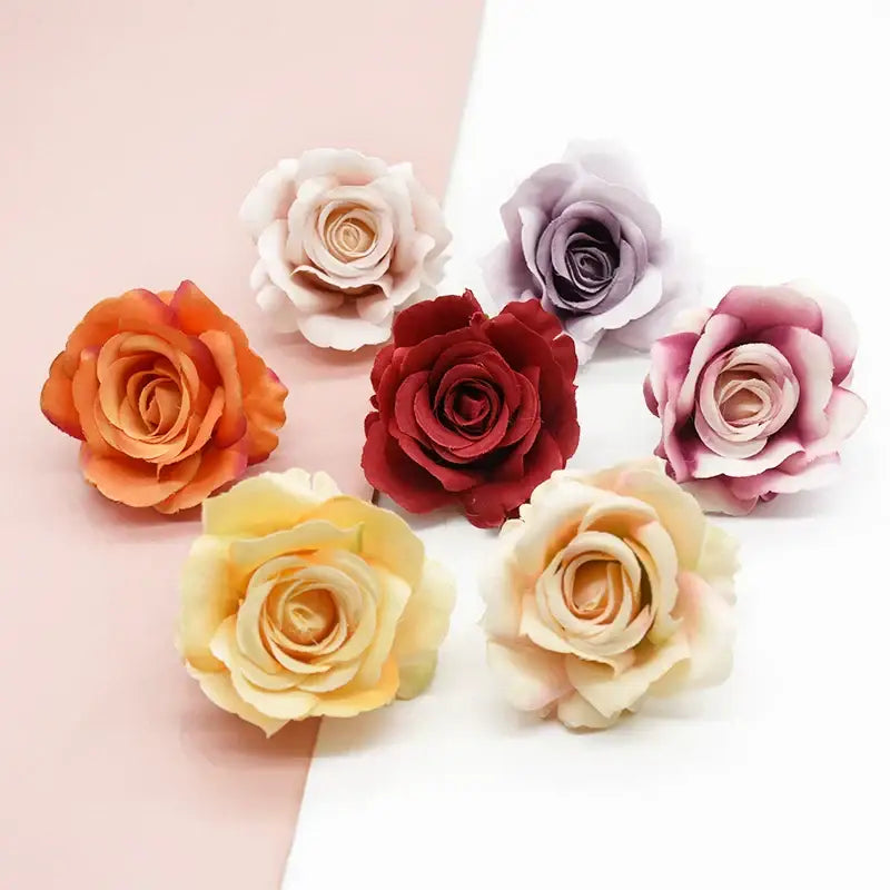 Vibrant silk artificial roses wedding and living room decor