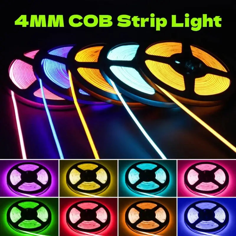 Vibrant slim 4mm cob led strip lights bedroom linear tape lighting