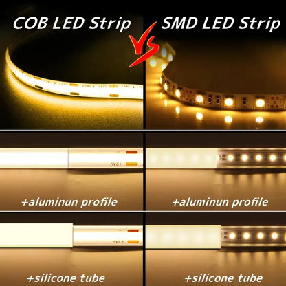 Vibrant slim 4mm cob led strip lights bedroom linear tape lighting