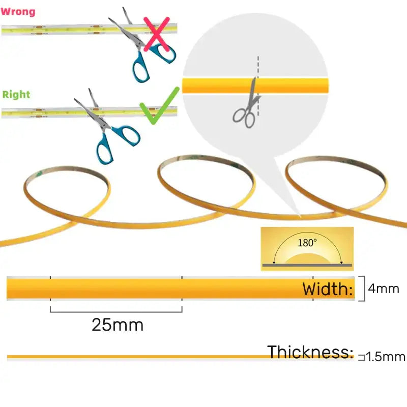 Vibrant slim 4mm cob led strip lights bedroom linear tape lighting