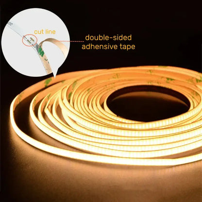 Vibrant slim 4mm cob led strip lights bedroom linear tape lighting