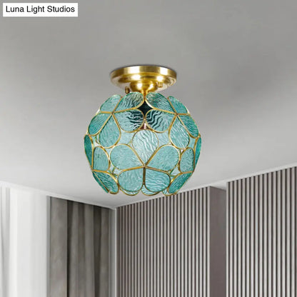 DecorBites™ Victorian Stained Glass Flower Ceiling Light in White/Pink/Orange Semi-Mount