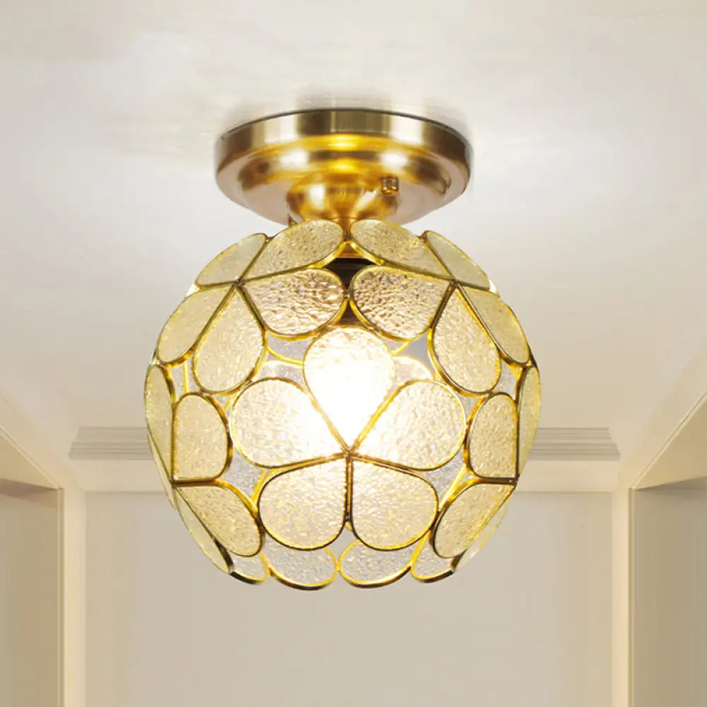 DecorBites™ Victorian Stained Glass Flower Ceiling Light in White/Pink/Orange Semi-Mount
