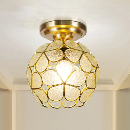 DecorBites™ Victorian Stained Glass Flower Ceiling Light in White/Pink/Orange Semi-Mount