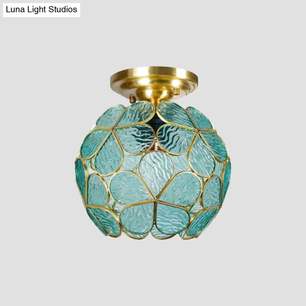 DecorBites™ Victorian Stained Glass Flower Ceiling Light in White/Pink/Orange Semi-Mount